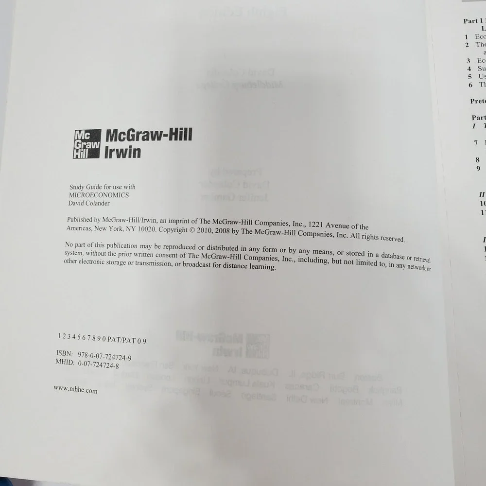 Study Guide to Accompany Microeconomics‎ David Colander 8th Ed Paperback Book
